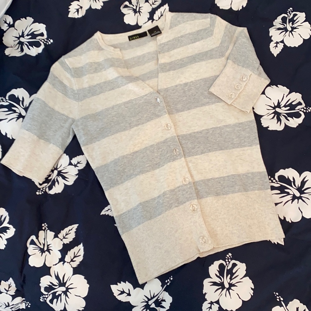 Press cotton short sleeve cardigan sweater S/P